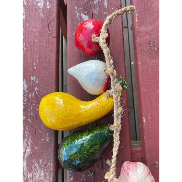 Handmade Faux Vegetable Garland Life Size With Rope 4' long - Picture 5 of 9